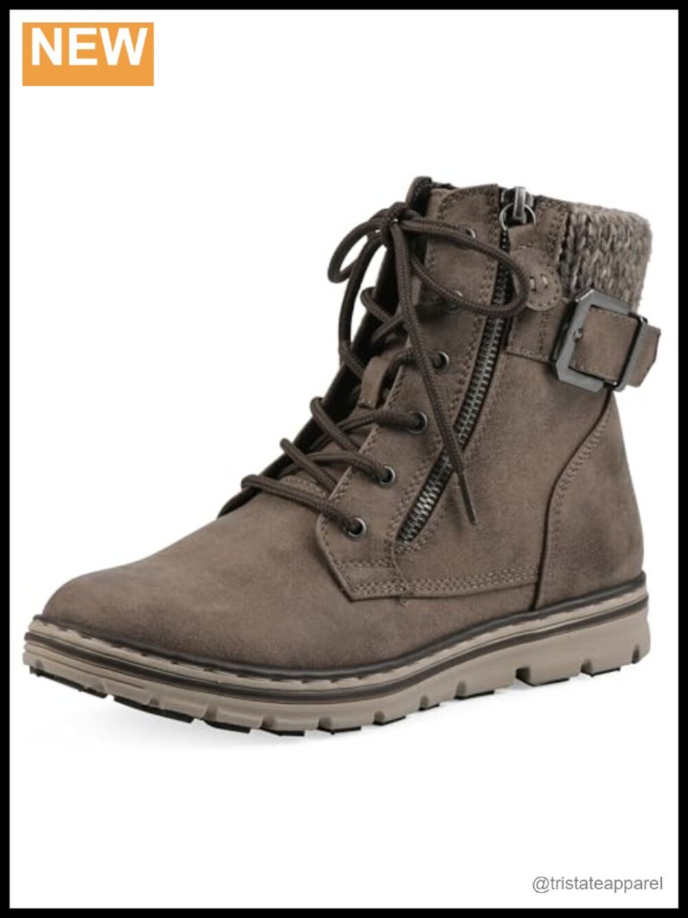 Kelsie Lace-Up Hiker Bootie with Sweater Trim and Cushioned Insole